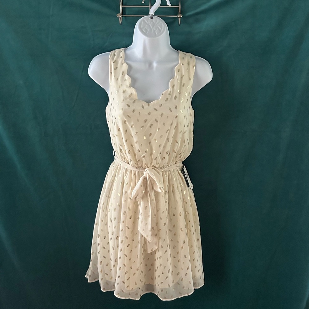 by & by Cream Sundress Sleeveless Scoop Neck NWT